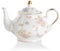 Sweejar Home Teiera in porcellana, teiera in ceramica vintage floreale con bordo dorato, teiera con foglie sfuse, caffettiera, per donne e amanti del tè, 800 ml, 3-4 tazze (fiore piccolo)