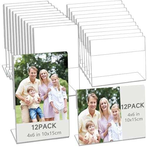 YFNVH 24 Stück Acryl Aufsteller 10x15 cm | L-Form Transparente Bilderrahmen Tischaufsteller Fotorahmen Displayhalter für Fotos Menükarten Flyer