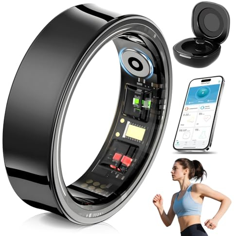 Smart Health Ring for Women Men Fitness Tracker Ring with Heart Rate Blood Oxygen Sleep Tracker Health Ring Fitness Pedometer Calories Step Counter 5ATM Waterproof Fitness Ring Compatible Android iOS
