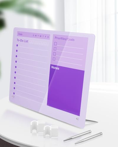 HALIYA Acryl Notiztafel für To Do Liste Abwischbar, 26 X 31 cm, Wochenplaner Abwischbar Whiteboard Klein Für Schule BüRo Familienplaner