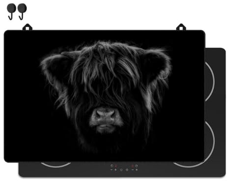 KitchyMist Protège Plaque Induction Highlander Écossais - 80x52 cm - Déco cuisine - Protection pour plan de travail - Cuisson protégée - Fond de hotte de cuisine