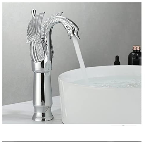 Gold Luxus Badezimmer Waschbecken Wasserhahn Vintage Kupfer Schwan Stil Persönlichkeit Mode Deck Mount Heiß- und Kaltmischer Schwarzer Basin Wasserhahn(High Chrome)