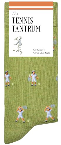 The Tennis Tantrum Socks - Funny Tennis Men's Socks - Sporty Gift for Men | 1 x Pair, Size 7-12, Green, Premium Cotton Blend - Fun Gifts for Players, Coaches & Wimbledon Fans - The Athletic Gent