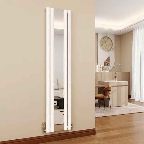SKY BATHROOM 1800x381mm Modern Vertical Mirror Radiator White Single Column Central Heating Radiator