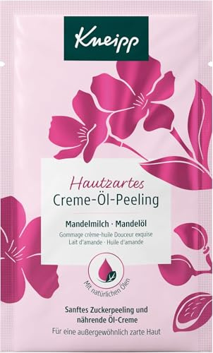 Kneipp Hautzartes Creme-Öl-Peeling - Körperpeeling mit wertvollem Mandelöl und feinen Zuckerkristallen - Einmalanwendung 40ml (Packung mit 5)