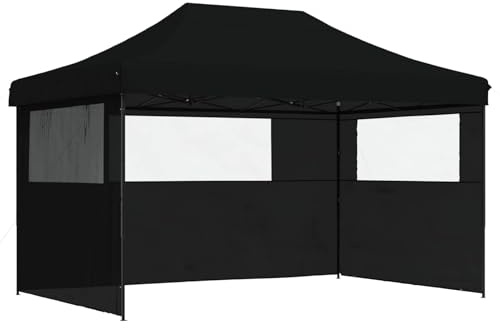 vidaXL Party-Zelt Schwarz 292 x 440 x 315 cm Oxford-Stoff, Garten und Terrasse, modernes Zelt, Pop-Up Überdachung, flexibel höhenverstellbar, schnell aufzubauen, Stahlrahmen