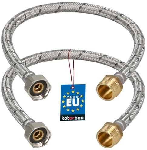 KOTARBAU® Flexschlauch 1/2 x 1/2, Wasserschlauch 50 cm, Panzerschlauch | 2er Set, Außengewinde x Innengewinde, Anschlussschlauch für Armatur, Schlauch Für Wasserhahn, Edelstahlummantelt