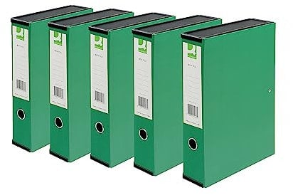 Q-Connect 75mm Box File Foolscap Green (5 Pack)