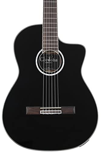 Cordoba Fusion 5 Jet Akustik-Elektrische Cutaway Nylonsaiten, Jet Black, Fusion Series