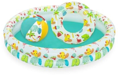 Bestway 51124 - Planschbecken Set Clownfish 122x20cm mit Schwimmreifen und Wasserball