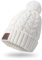 Bluetooth Bobble Hat Men, Women and Children - August EPA30W - Authentic Style Winter Hat Made From 100% Acrylic Wool with Bluetooth 5.0 Speakers and Microphone for Calls - Machine Washable - White