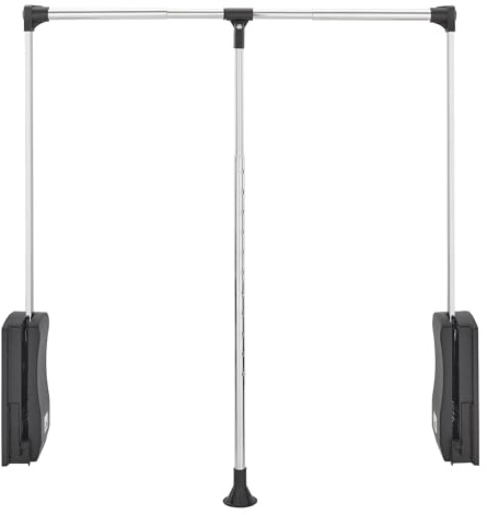 Rev-A-Shelf 26-35 Pull Down Adjustable Side Mounted Closet Rod for Kitchen/ Bathroom Cabinets with Telescoping Handle & Hardware, Chrome, CPDR-2635