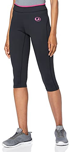 Ultrasport Damen 3/4 Fitnesshose Capri, schwarz (Black/pink), L