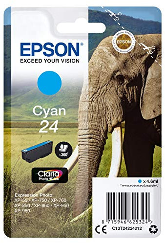 Epson 235M169 Original 24 Tinte Elefant (XP-750, XP-850, XP-950, XP-55, XP-760, XP-860, XP-960, XP-970), cyan