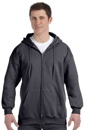 Hanes Men's Full Zip Ultimate Heavyweight Hoodie, Charcoal Heather, Medium