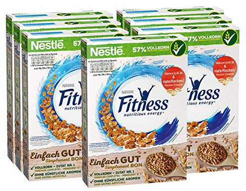 NESTLE Nestlé FITNESS, Frühstücks-Flakes aus 57% Vollkorn, Frühstücks-Flakes mit weniger Zucker, mit Vitamin B2, B6, Calcium & Eisen, 7er Pack (7x375g)