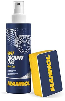 MANNOL 6147 Cockpit Care Kunststoffpflege, antistatisch, mit Glanz, 600 ml | UV-beständige Polymerschicht schützt Armaturenbrett und Innenverkleidung vor Rissen, wasserabweisend, New Car Duft