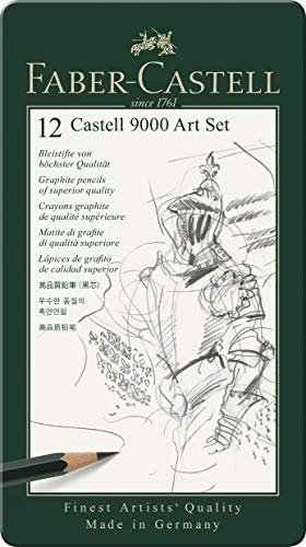 Faber-Castell 119065 - Bleistift CASTELL 9000, 12er Art Set, Inhalt: 8B - 2H + Künstler Knetgummi (Farbe zufällig)
