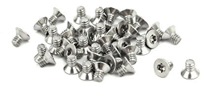 sourcing map M2x3mm T6 304 Edelstahl Maschinenschrauben Flachkopfschrauben Flache Torx Kopfschraube 40 Stück