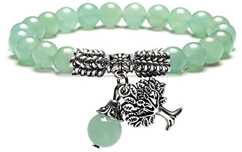 JSDDE Natural Gemstone Life Tree Stretch Bracelet, Reiki Healing Crystal Beads Bracelet Jewelry (Green Aventurine)