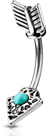 Autiga Bauchnabel-Piercing Pfeil Arrow Tribal Silber