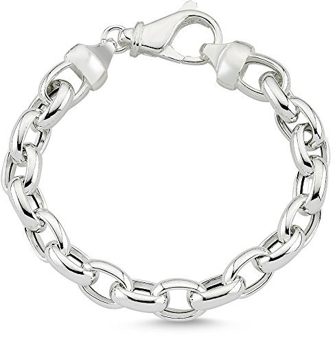 Vinani Armband Fiorentina Design massiv beweglich längliche Glieder Ösen robust glänzend 20 cm Sterling Silber 925 Italien 2AB6