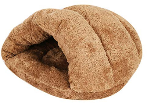 Soft Indoor Pet Bed Sofa 2 in 1 Large Pet Nest Portable Cat Puppy Sleeping Bag Bed Car Cave Half Covered Slipper Shape Cave House Thermal Warmer Winter Cozy Hut