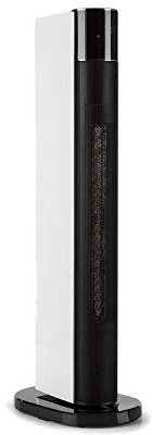 Klarstein Hightower Heat Deluxe - Ventilatore a Colonna in Ceramica Riscaldato, Stufa a Colonna, 2-in-1, 2200 W, Timer, Telecomando, Bianco/Nero