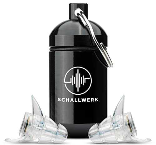 Schallwerk ® Strong+ Daily - unauffällige Gehörschutz Ohrstöpsel – dämpfen Lärm & erhalten Tonqualität – Ohrenstöpsel transparent - Earplugs geeignet für Musik, Festival, Arbeit & Lernen