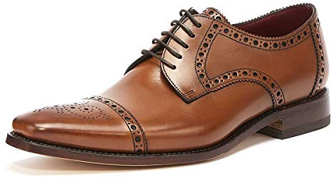 Loake Men's Leather Semi-Brogue Foley Derby Shoes Brown 11