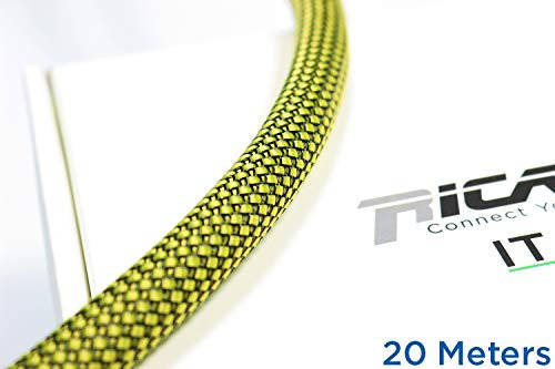 Ricable Custom YB13/20 - Jaune/Noir 20 m -Gaine de Protection tressée pour câble 10-16 mm