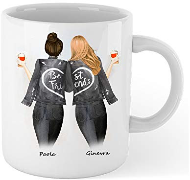 CreaTu Taza Mug – Best Friend – personalizada, fabricada en Italia (blanco, 9,5 x 8,2 cm)