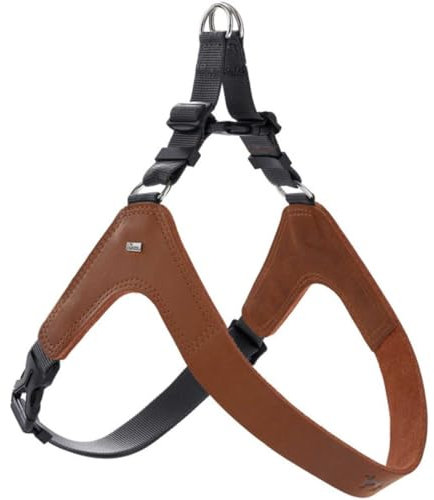 HUNTER Hundegeschirr DIMARO, Farbe: Cognac, weiches & Robustes Rindsleder, hervorragende Passform, leicht anzulegen, stufenlos verstellbar, ideal für Welpen & kopfscheue Hunde, Größe: S-M