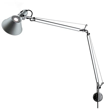 OOWOKS Verstellbare lange Schwenkarm-Wandlampen Nachttischlampe Moderne Innen Wandleuchte Leselampe E27 Mit Stecker Wandmontierte Metall-Wandleuchtung für Wohnzimmer Schlafzimmer lernen,Silber