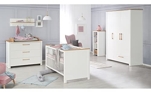 roba Kinderzimmerset 'Ava' 3-teilig, inkl. Kombi-Kinderbett 70x140 cm, breiter Wickelkommode & 3-türigem Kleiderschrank