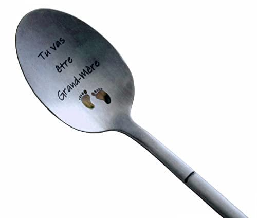 Cuillère Annonce Grossesse Grand-Mère Tu Vas Être Mamie - Cadeau Personnalisé Future Mamie, Surprise Originale Naissance Bébé avec Coffret, Acier Inox Gravé - Zinello Design