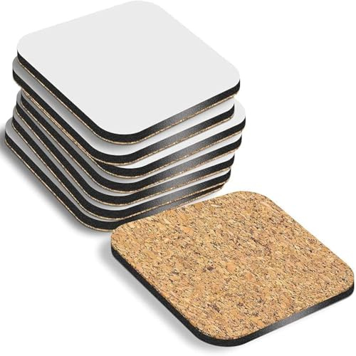 MDF Blank Sublimation Coasters Cork Backed - 9cm x 9cm White Blanks Square (2)