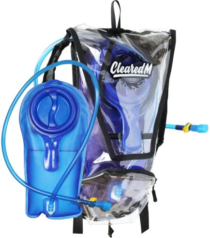 ClearedM Transparenter Trinkrucksack – transparenter Rucksack mit 1,5 l Wasserblase, Hydropack für Festivals und Raves