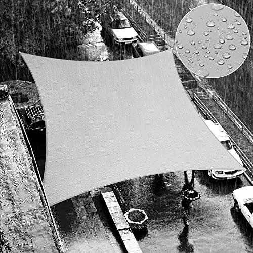 ShadeMart Tenda da sole quadrata grigia da 9,5 x 9,5 m, impermeabile, blocco UV al 95% e resistente all'acqua, smTADS9.5, per esterni, cortile, patio, giardino, posto auto coperto, realizziamo