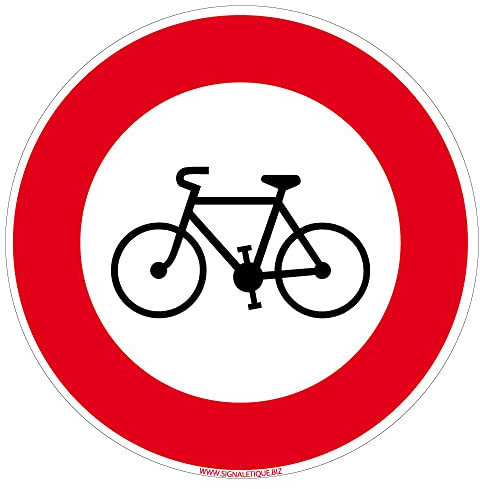 Panneau Interdit Aux Vélos. Signalisation Interdiction Vélo. Autocollant Interdit aux Cycles, Panneau PVC, Alu - Diamètre 250 mm - Aluminium 2 mm - Aluminium 2 mm -