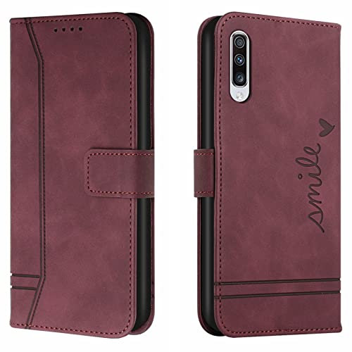 Lihondar Kompatibel mit Samsung Galaxy A70/ A70S Hülle, Handyhülle Samsung A70, A70S Leder Klappbar Schutzhülle Tasche Wallet Brieftasche Cover Flip Case für Samsung A70/ A70S Klapphülle (Rot)