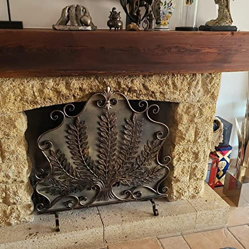 ZAQYCM Kaminschutzgitter Funkenschutz Kleiner Kaminschirm Aus Messing Bauernhaus Dekorativ, Einteiliges Feuerschutz-Funkentor Für Kinder Und Haustiere, Kindergarten Holzofen-Feuerzaun Kaminschutz