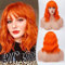 Barsdar Kurze Bob Perücken mit Pony schulterlange Frauen kurze Perücke Lockige Gewellte Cosplay Perücke Perücke für Mädchen Kostüm Perücken Bunte Natürliche Gewellte Perücken Leuchtend Orange