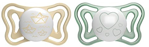 Chicco PhysioForm Light Lumi, Heller Schnuller im Dunkeln, 2-6 Monate, Sauger aus Silikon, fördert die richtige Entwicklung des Mundes, 2 Stück, neutral
