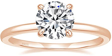 Titaniumcentral Ringe Damen Silber 925 Rosegold Gold Solitärring 1,5CT Rund Zirkonia Verlobungsringe Versprechen Heiratsantrag Ring (Rosegold,63 (20.1))