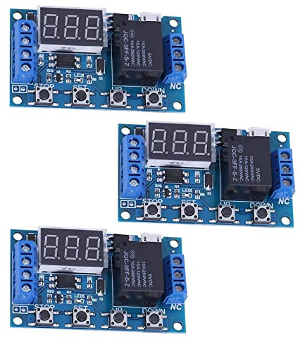 XTVTX 3 X Módulo de relé,6-30V Temporizador de relé Ajustable,Encendido/Apagado Módulo de Relé Disparador Ciclo Retardo Temporizador Interruptor Compatible con fuente de alimentación Micro USB 5.0V