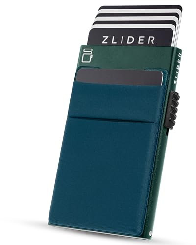 ZLIDER Kartenetui Herren mit Münzfach | Credit Card Holder Slim Wallet | Kartenhalter mit RFID Wallet | Mini Kreditkartenetui Modern aus Aluminium | Smart Portmonee Herren Damen Geldbörse olivgrün