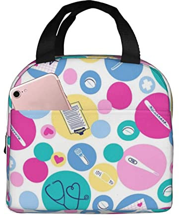 Linda bolsa de almuerzo para enfermera, lonchera aislada para mujeres y hombres, bolsa ligera y duradera para oficina y escuela