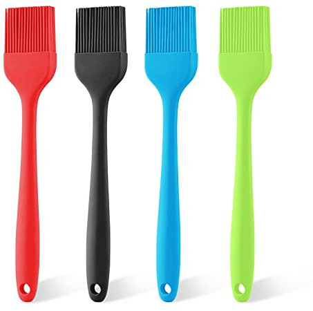BBQ Backpinsel, 4 Stucke BBQ Backpinsel, Silicone Basting Pastry Brush für BBQ, Grill, Backen, Kochen (4 Farben)