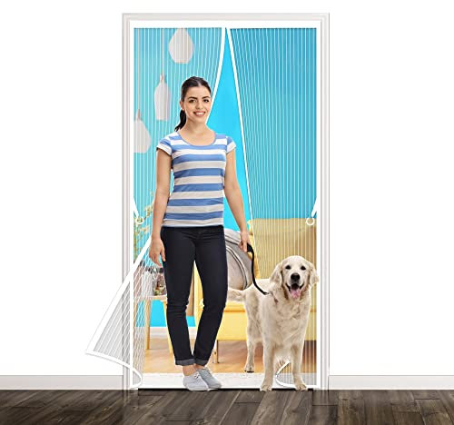 Tenda Zanzariera Magnetica Zanzariera 270 x 295 cm, Zanzariere Scorrevoli, Zanzariere Magnetiche Balcone per Porte d'Ingresso, Porte, Cortili, Bianco